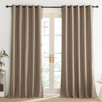 NICETOWN Burlap Vintage Open Linen Weave Flax Thermal Curtains, 100% Blackout - Image 2