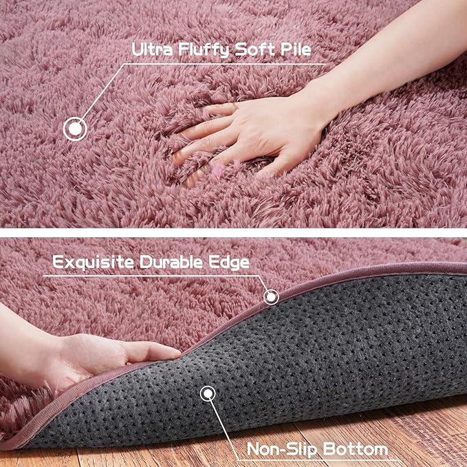 Pionblank Fluffy Oval Area Rug for Bedroom 3.3x6.2 Feet, Cute Plush Throw Rugs - Image 6