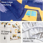 Joiedomi Kids Comforter Set Bedding Set for Boys Girls Super Soft Microfiber Bed in a Bag with Comforter Sheets Pillowcase Sham, Dark Blue Construction Vehicle, Twin