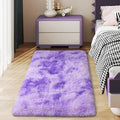 Soft Runner Rugs for Bedroom Hallways, 2x4 Tie-Dyed Purple Fluffy Shag Throw by Ailyei