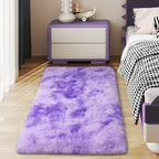 Soft Runner Rugs for Bedroom Hallways, 2x4 Tie-Dyed Purple Fluffy Shag Throw by Ailyei