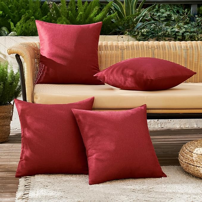 MIULEE Pack of 4 Decorative Solid Waterproof Throw Pillow Covers Linen Garden - Image 2