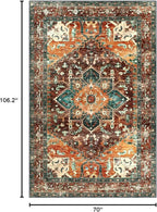 Yamaziot 6x9 Large Area Rug, Non-Slip Washable Boho Vintage Living Room Rug - Image 2