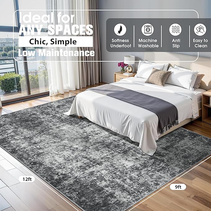 9x12 Area Rugs for Living Room Rug Washable: Abstract Large Rug for Dining Room - Image 2