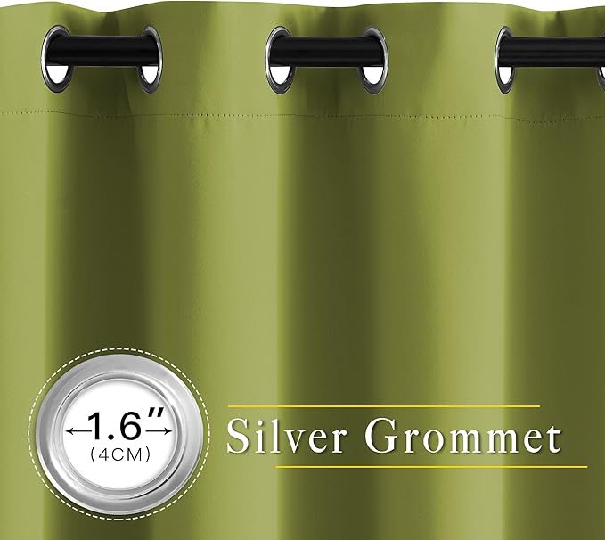 NICETOWN Room Darkening Fresh Green Curtains 84 inches Long, Grommet Room - Image 2