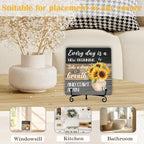 Sunflower Wooden Table Decor, Inspirational Sunflower Kitchen Decor and Accessories for Rustic Farmhouse, Butterfly Decoration for Home Bathroom Office Living Room (Multicolor Wooden textured)