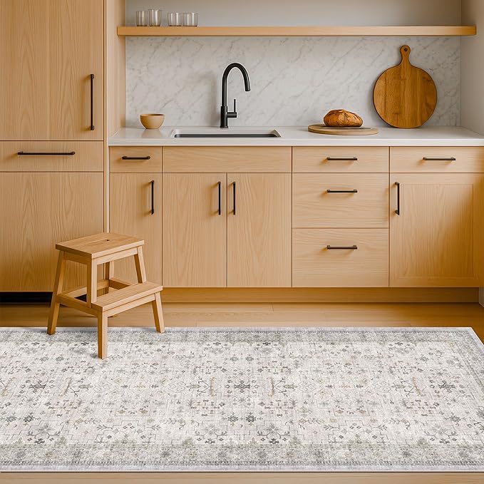 Light Grey 2x5 Boho Bathroom Runner Rug - Image 3