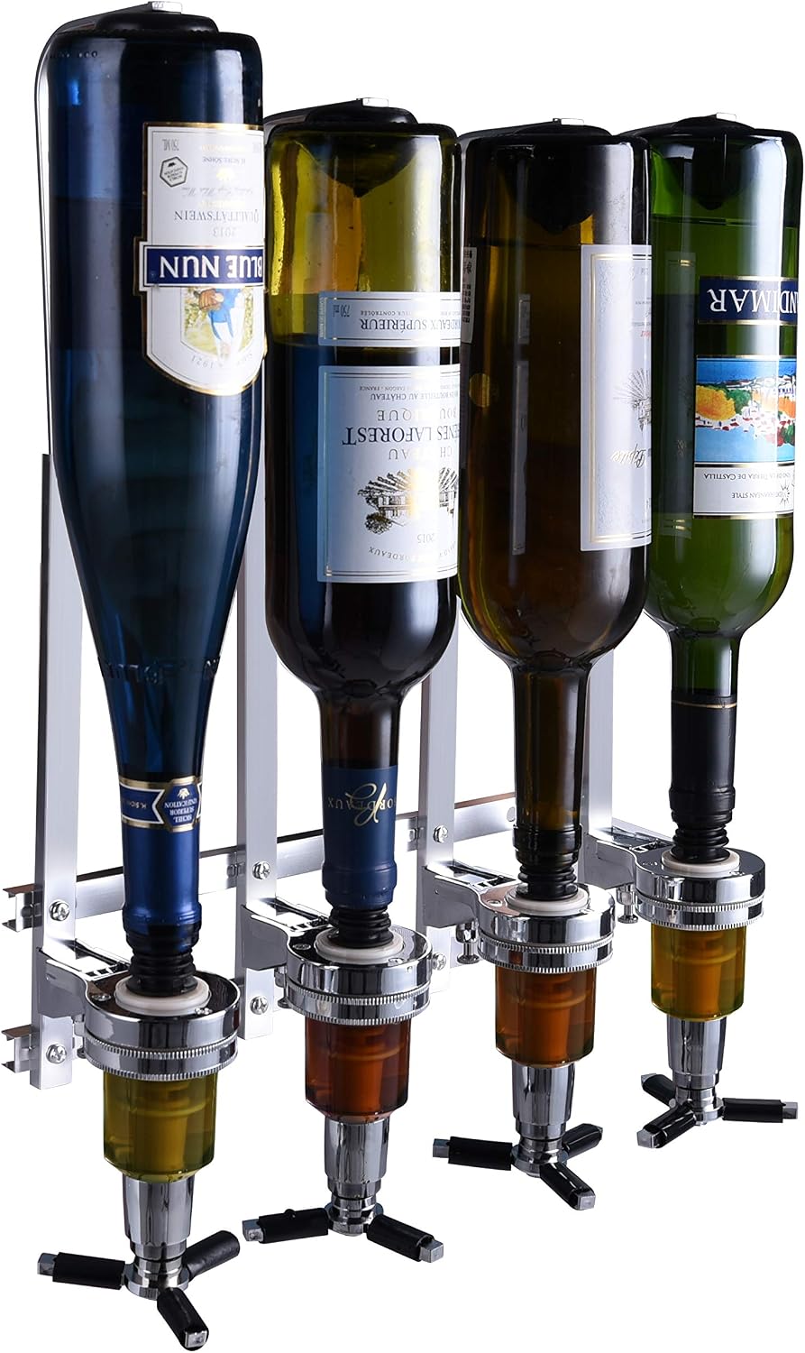 2 Bottle Wall Mounted Liquor Dispenser Bar Butler Bracket Solo Optic Spirit Wine Beer Alcohol Bottle Beverage Stand Revolving Nozzle Drinkware Set