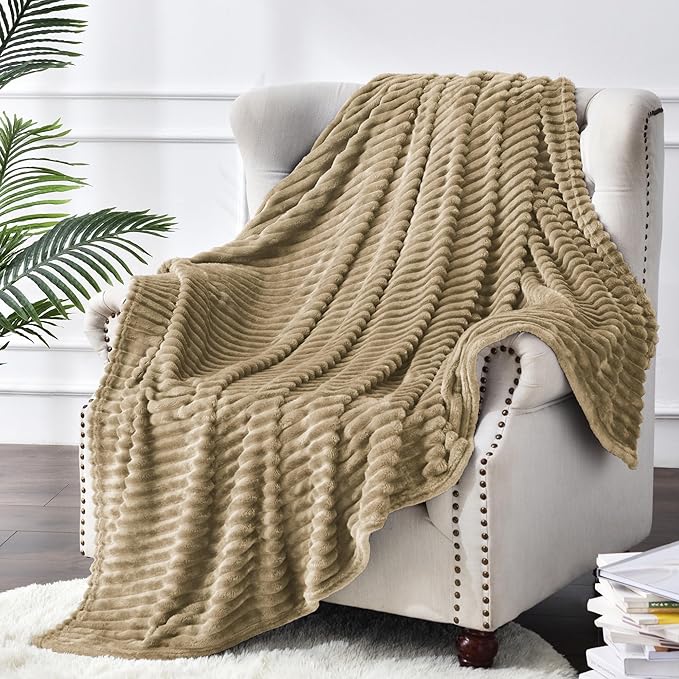 BEDELITE Fleece Throw Blanket for Couch – 3D Ribbed Jacquard Soft and Warm - Image 8
