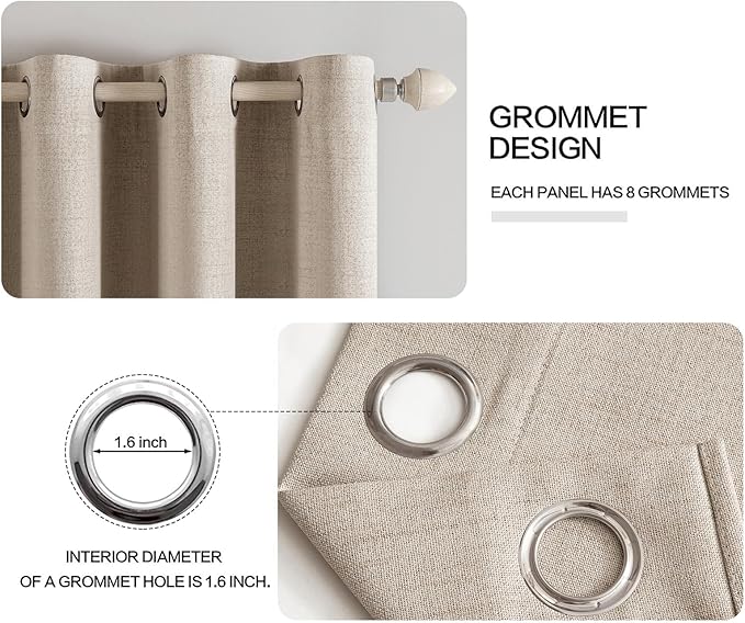 MIULEE Linen Textured Curtains for Bedroom Solid 100% Blackout Thermal - Image 4