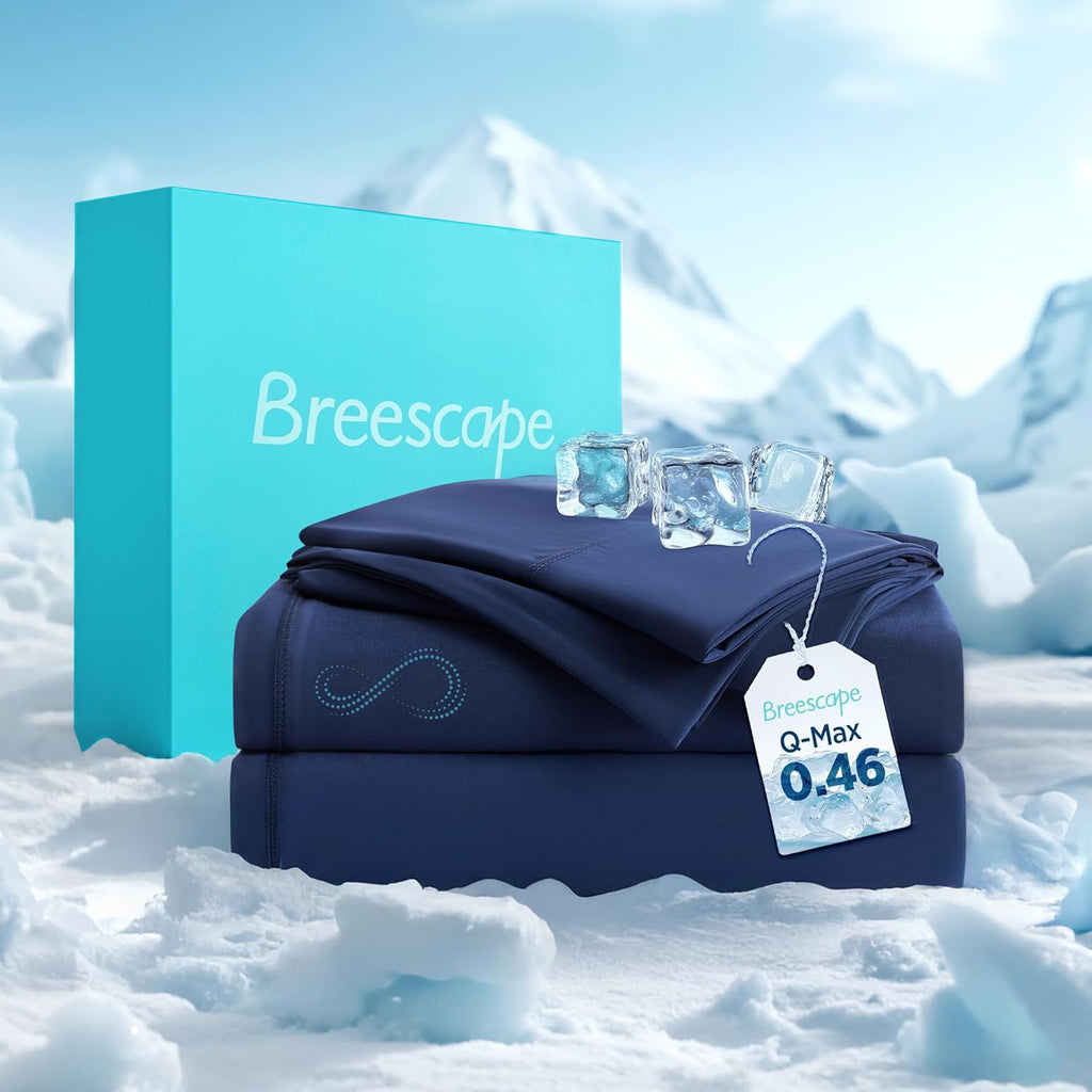 Breescape Cooling Sheets King Size - BlendTek Dry & Cool Technology Cooling Bed Sheets for Hot Sleepers and Night Sweats, Q-Max>0.46 Tech King Sheet Set, Deep Pocket Up to 18", Misty Gray