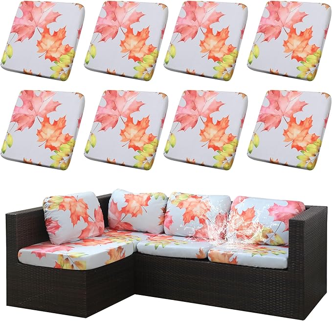 8Pcs Outdoor Cushion Covers, Patio Cushion Covers, Stretch Elastic Slipcovers by dreahoteztil