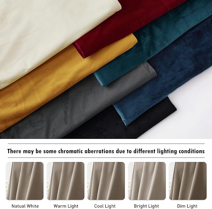 RYB HOME Camel Beige Velvet Curtains - Image 6