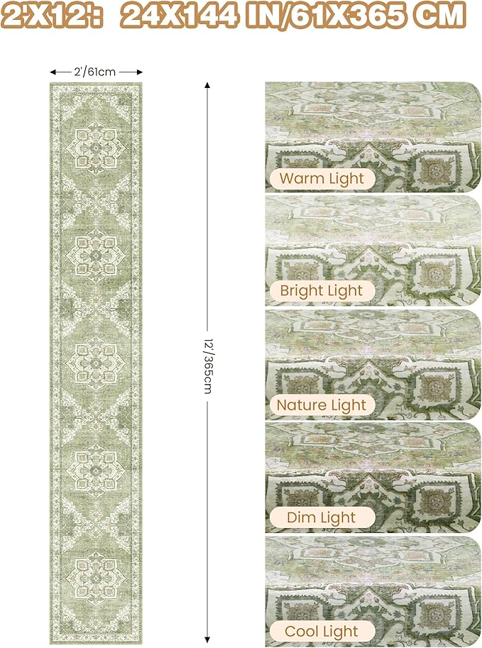 Hallway Runner Rug 2x12, Extra Long Washable Runner Rugs - Image 9