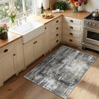 Latte&Fog 2x3 Entryway Rug, Small Modern Abstract Door Mat, Washable Kitchen Rug - Image 2