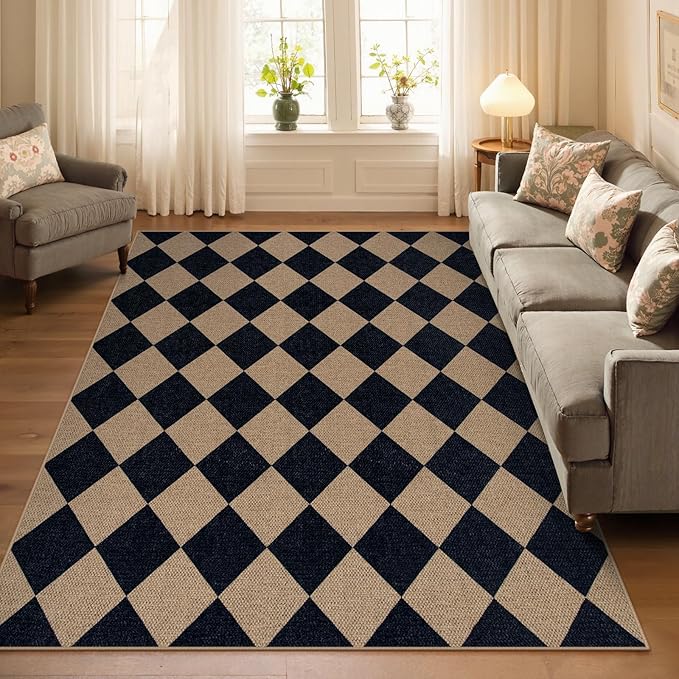 Lahome Colette Checkered Easy Jute Outdoor Rug, 5x7 Area Rugs - Image 6