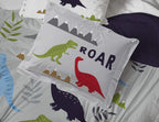 Trend Collector Dinosaur Twin Comforter Set 5 Piece Kids Bedding, Gray