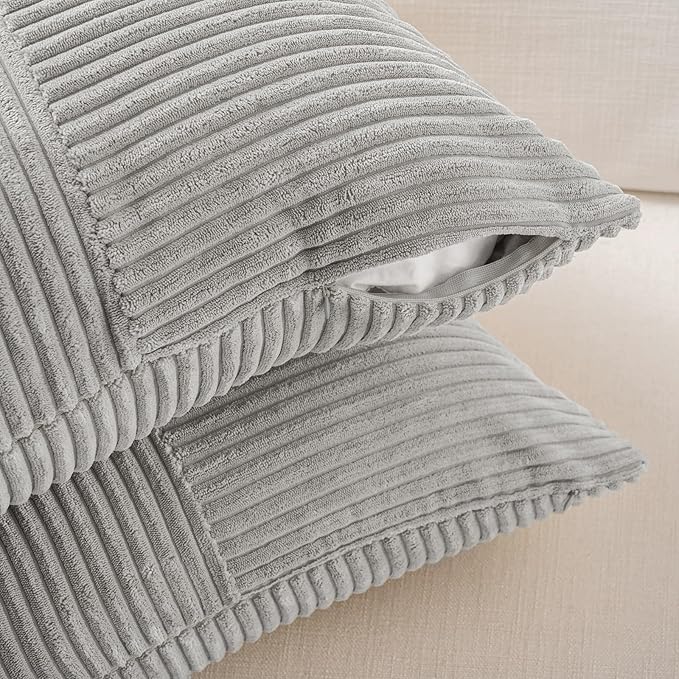 Fancy Homi 2 Packs Grey Lumbar Decorative Throw Pillow Covers 16x28 Inch - Image 4