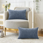 MIULEE Pack of 2 Couch Throw Pillow Covers 12x20 Inch Soft Dark Grey Blue - Image 5