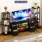 LED TV Stand Entertainment Center Bookshelf Combo with Charging Station