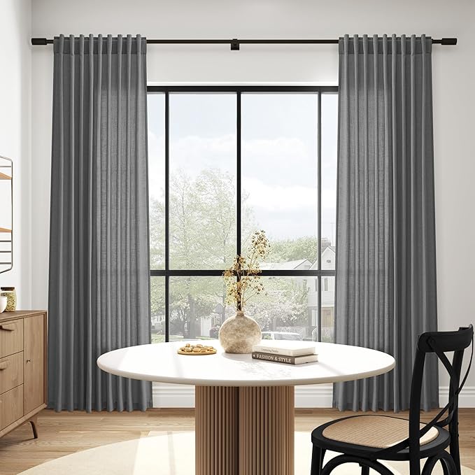 Nanspring Blazer Grey Curtains Linen Blend Light Filtering Back Tab Curtain 84 - Image 6