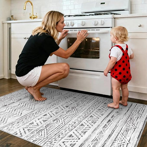 2x4 Washable Entryway Runner Rug: Moroccan Small Area Rug Soft Non Slip Door Mat - Image 2