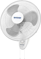 Hurricane Supreme Oscillating Wall Fan, 3 Speeds, White - 16in