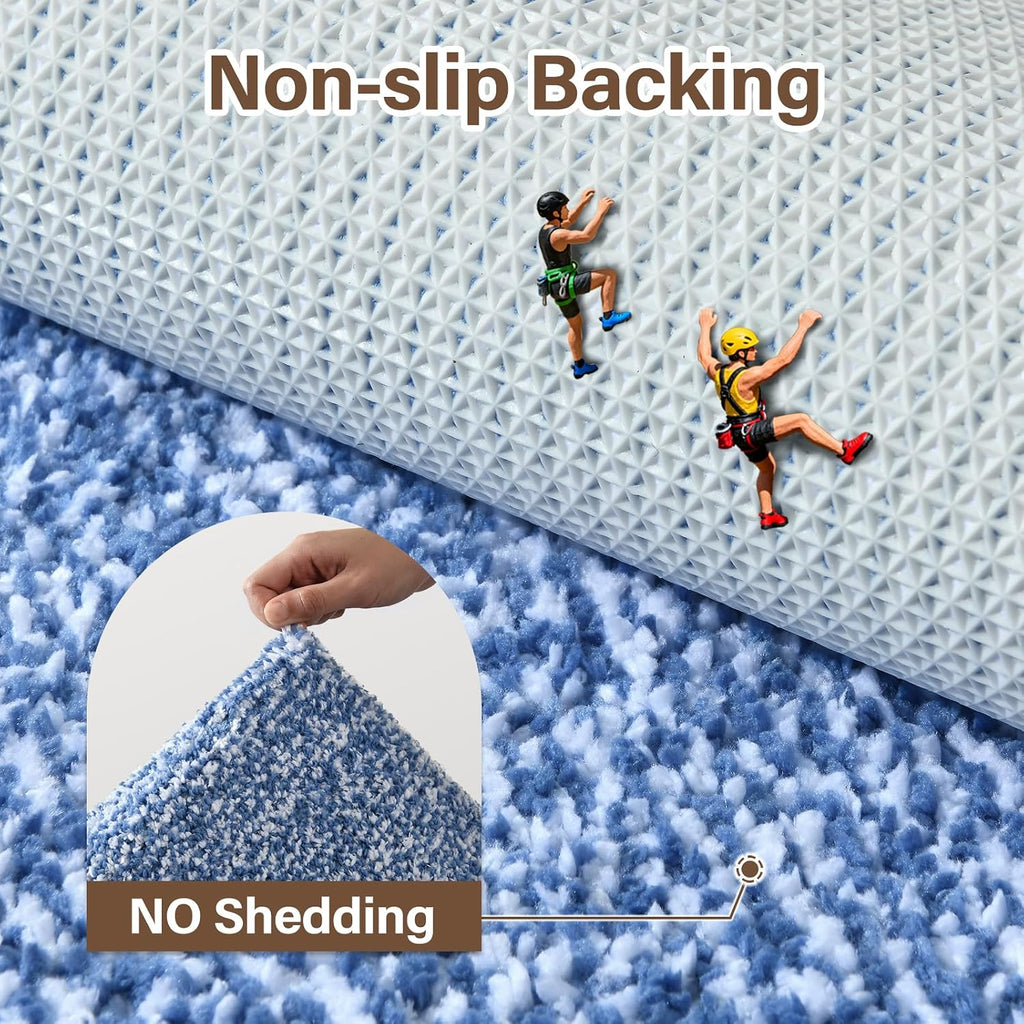 48x32 Large Bathroom Rugs Non Slip Washable, Soft Absorbent Bath Mat Blue