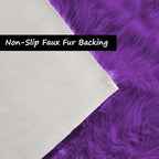 Goolela Purple Circle Rug 4ft Fluffy Round Faux Sheepskin Fur Rug - Image 3