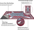 Oriental Leopard Rug 8x10 ft Washable Traditional Red Area Rugs for Bedroom Living Room, Dining Room Under Kitchen Table, Soft Non Slip Thin Rug Carpet (Red Leopard, 10X8 FT)