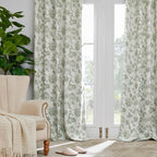 jinchan Green Floral Blackout Curtains 96 Inch Vintage Back Tab 2 Panels