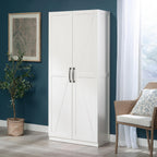Sauder HomePlus Farmhouse Multipurpose Storage Cabinet Tall Pantry with Adjustable Shelves, in White Finish