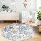XLUEZ Round Rug 4ft for Bedroom, Washable Modern Abstract Circle Rug Neutral - Image 3