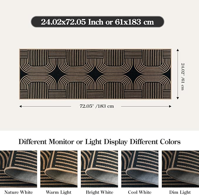 Lahome Modern Geometric Runner Rug, 2x6 Laundry Room Rug Runners - Image 2