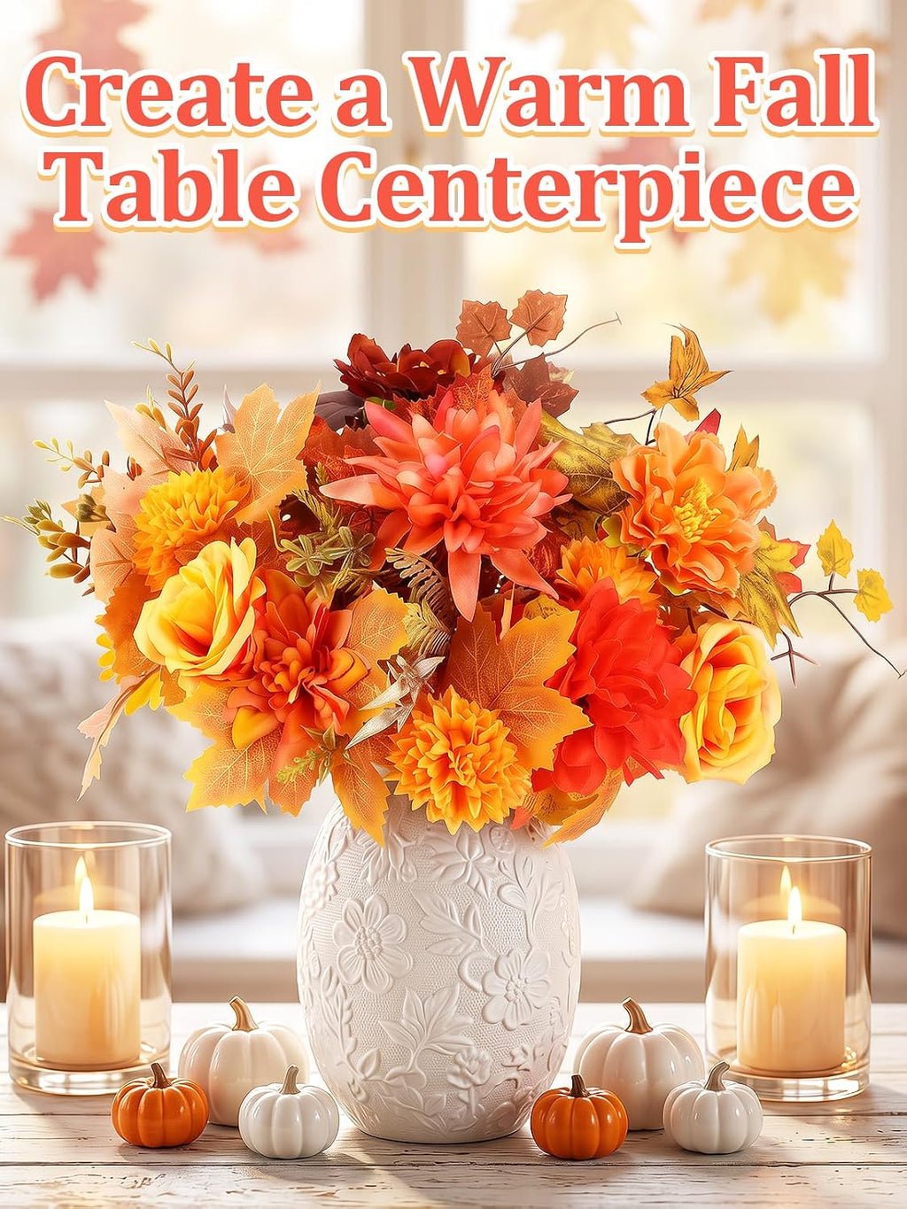 Apipi 6 Bundle Mixed Artificial Fall Flowers for Home Room Table Decor
