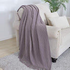 BOURINA Dark Lavender Throw Blanket 60 x80 Inches Throw Textured Solid Soft - Image 2