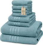 CORE 8-Piece Cotton Towel Set for Bathroom | Value Pack, Soft, Absorbent, Lightweight, Minimalist — 2 Bath Towels (27x54 in), 2 Hand Towels (16x24 in) & 4 Washcloths (12x12 in), Soft Teal