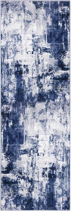 KOZYFLY Modern Abstract Runner Rug 2x6 Navy Blue Runners - Image 8