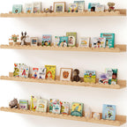 Shario Nursery Book Shelves, 4-Pack White Floating Shelves for Wall Kids, Scalloped Shelves, Wall Book Shelves for Bedroom Kids, Toddler Room, Baby Room, Nursery Decor (White, 47.2 Inches)