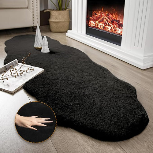 Ashler HOME DECO Ultra Soft Faux Rabbit Fur Chair Couch Cover Area Rug by AshlerHomeDeco