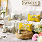 AVOIN colorlife Bless Our Home Farmhouse Eucalyptus Leaves Throw Pillow Covers - Image 2