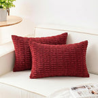 Pack of 2 Corduroy Decorative Throw Pillow Covers 12x24 Inch Soft Striped by Unknown
