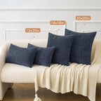 MIULEE Pack of 2 Couch Throw Pillow Covers 12x20 Inch Soft Navy Blue Chenille - Image 4