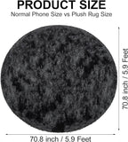 6x6 ft Tie Dye Black Round Rug for Bedroom Room Fluffy Circle Rug Furry Carpet - Image 2