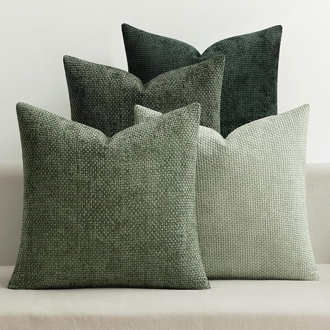 MIULEE Pack of 4 Couch Throw Pillow Covers 20x20 Inch Green Soft Decorative by MIULEE