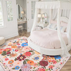 Pink/Beige Washable Area Rug 8x10, Large Soft Rugs - Image 5