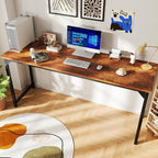 DUMOS 63 Inch Computer Desk, Home Office Gaming Desks for Bedroom, Brown