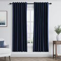 Guken Navy Blue 100% Blackout Linen Curtains 63 Inch Length 2 Panels Set by Guken