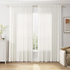 Nanspring Beige White Extra Wide Linen Curtains - Image 6