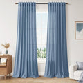 Nanspring Stone Blue Linen Curtains 96 Inches Long by Nanspring